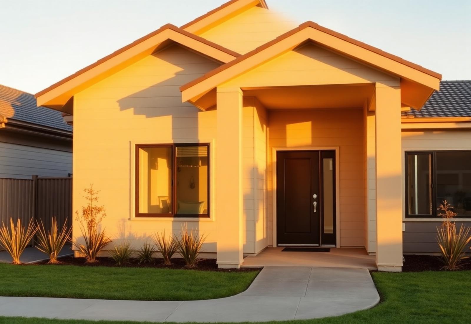 Freshly painted Canterbury home exterior at golden hour